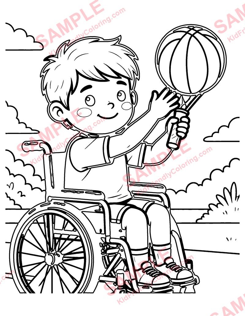 Wheelchair Basketball coloring page preview