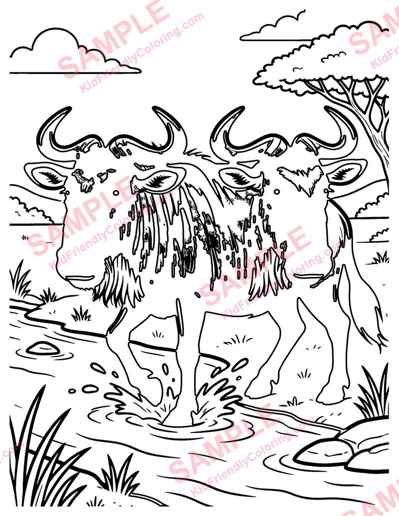 Wildebeest coloring page preview