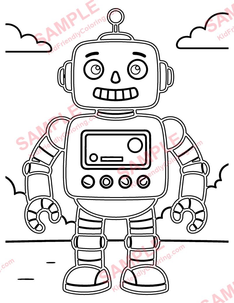 Wind-Up Robot coloring page preview