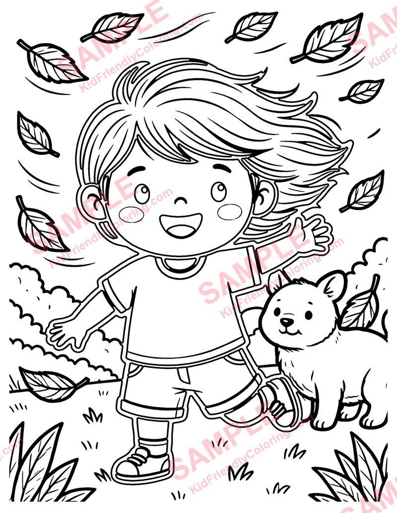 Windy Day coloring page preview