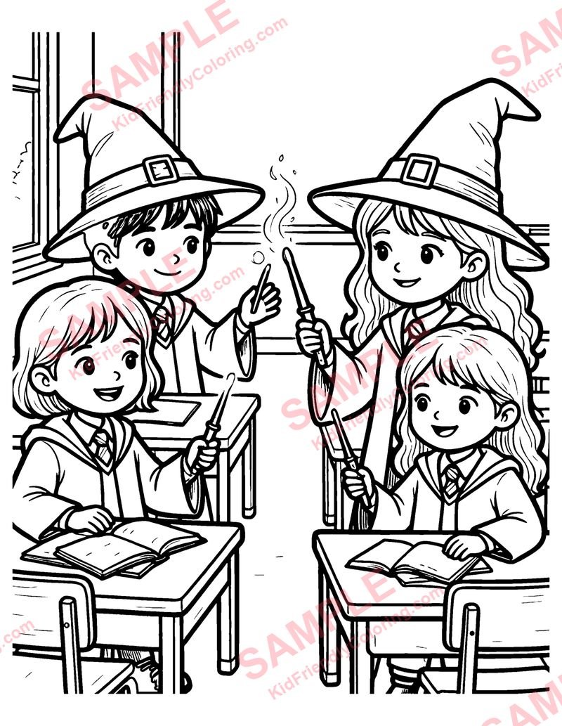 Wizard Classroom coloring page preview