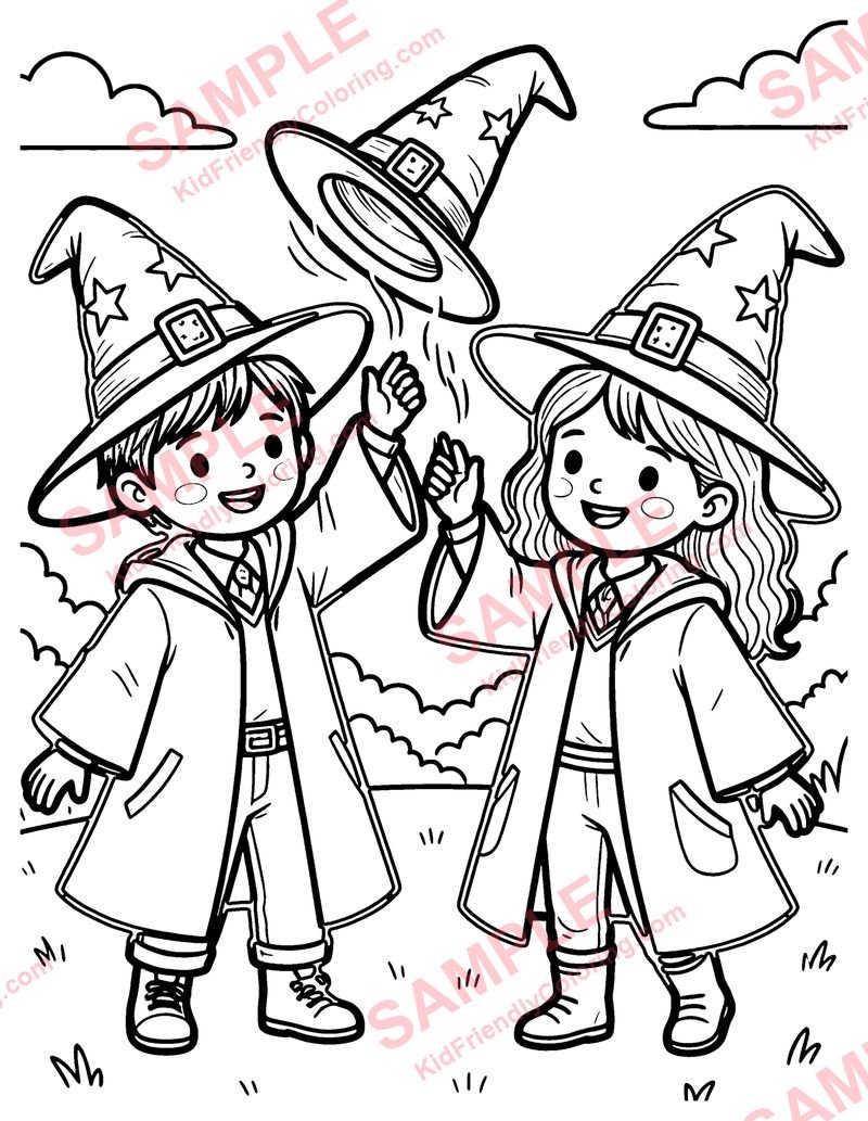 Wizard Graduation coloring page preview