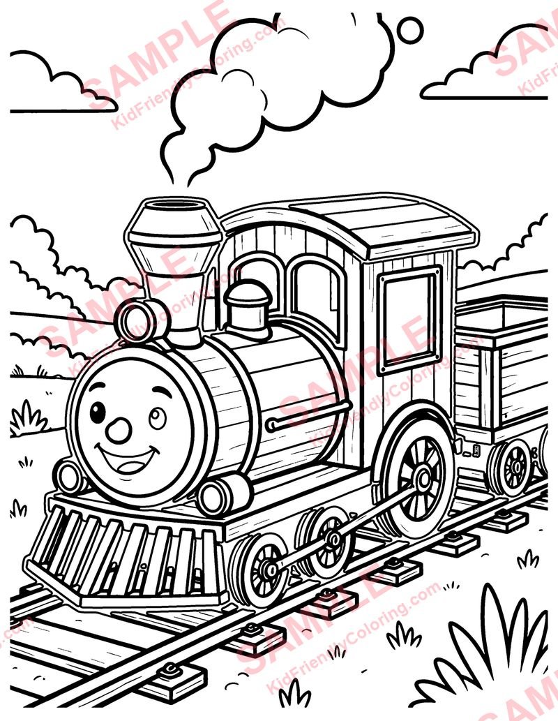 Wooden Train Set coloring page preview