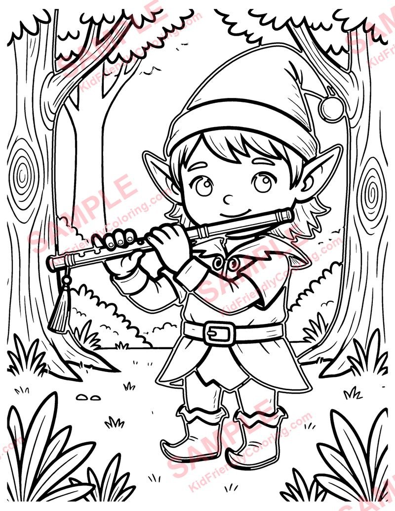 Woodland Elf coloring page preview
