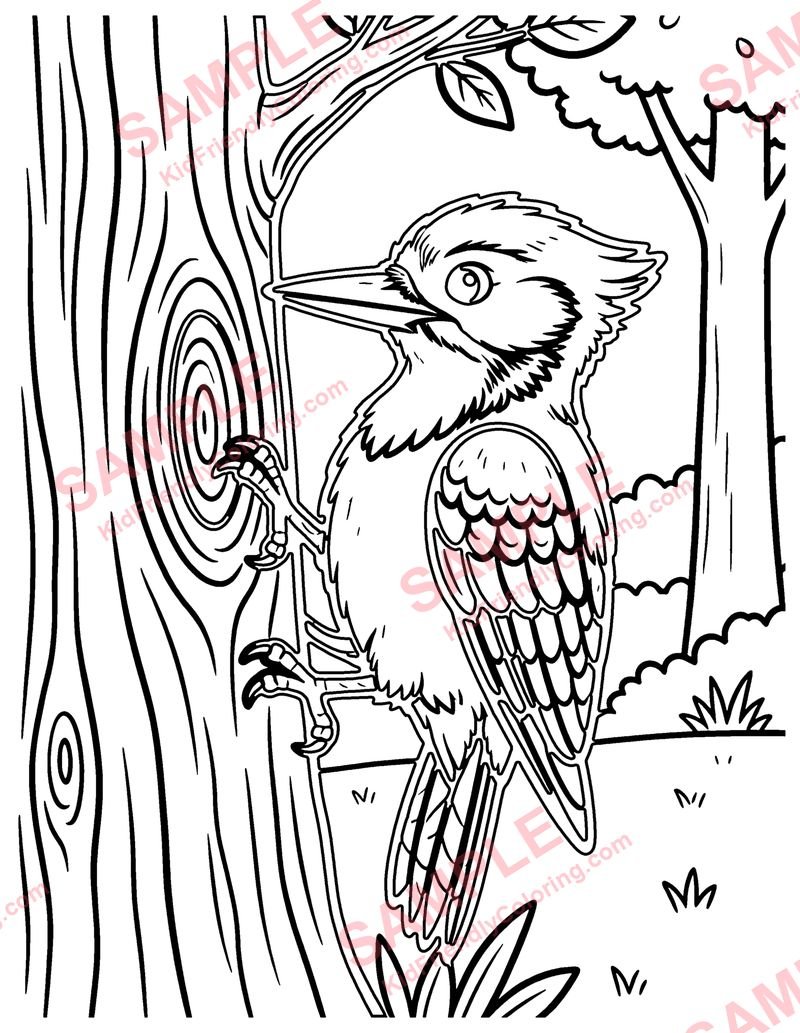 Woodpecker coloring page preview
