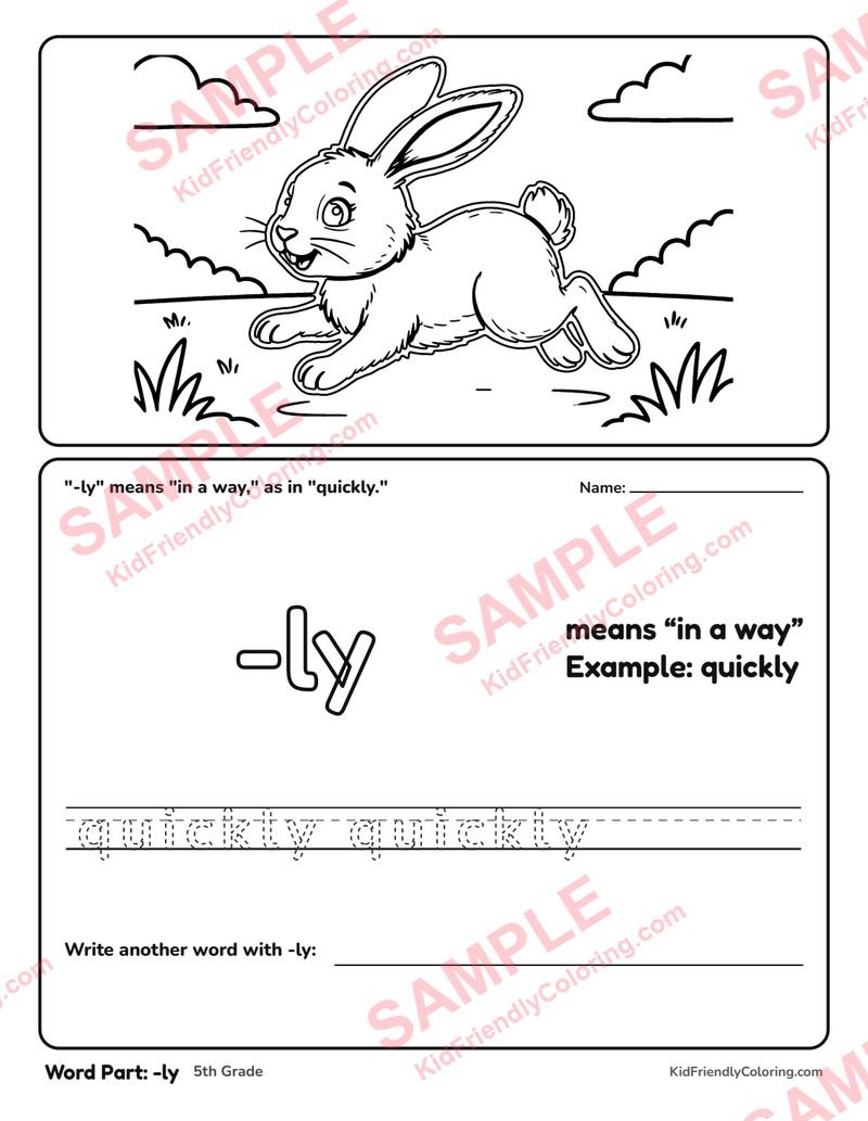 Word Part: -ly coloring page preview