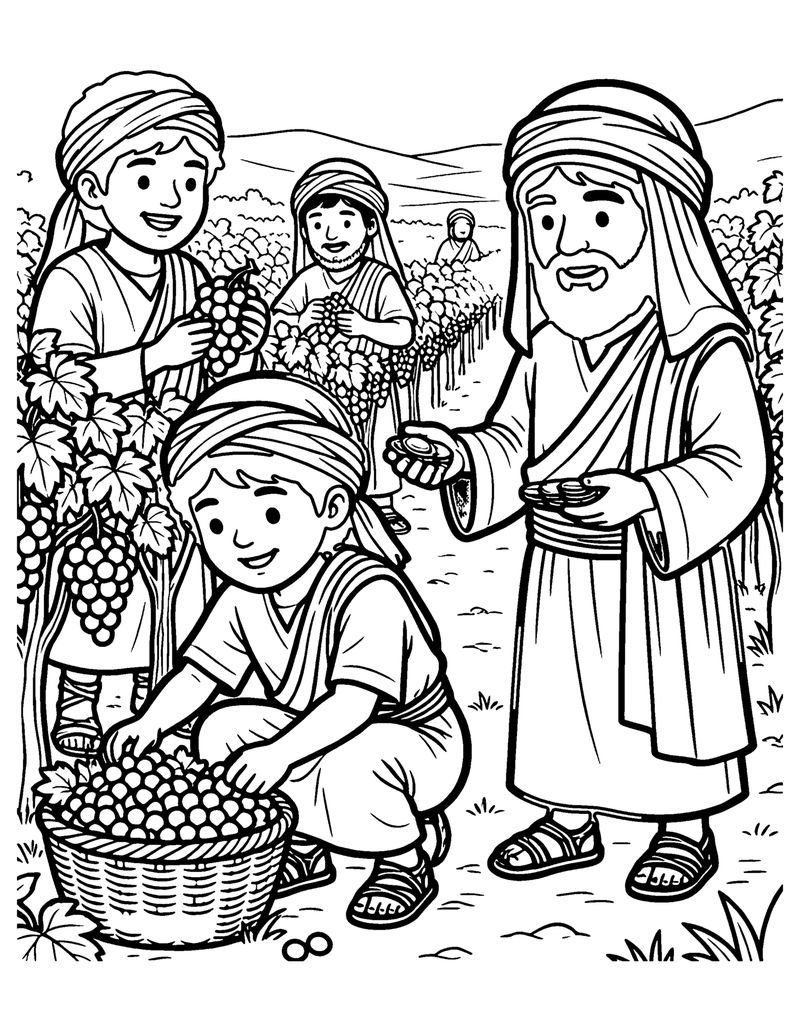 Workers in the Vineyard coloring page preview