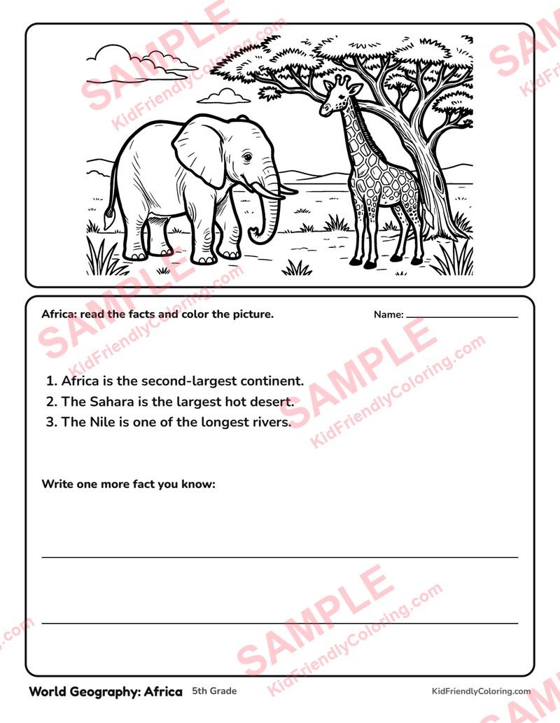 World Geography: Africa coloring page preview