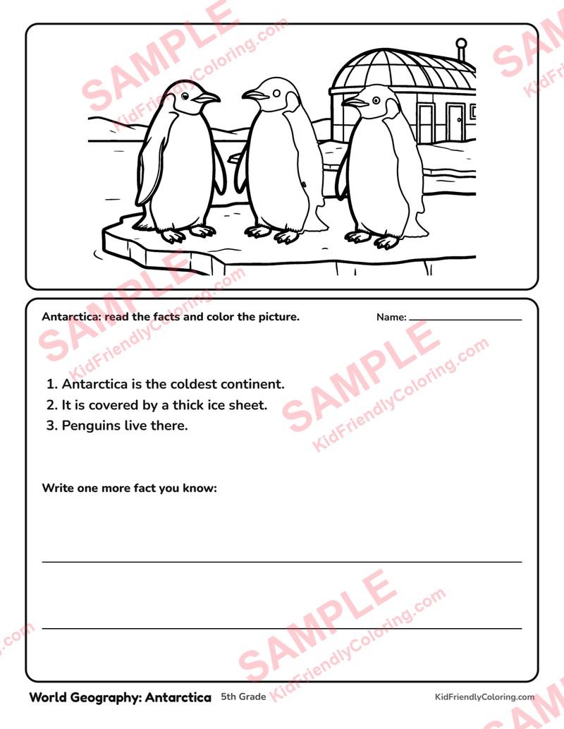 World Geography: Antarctica coloring page preview
