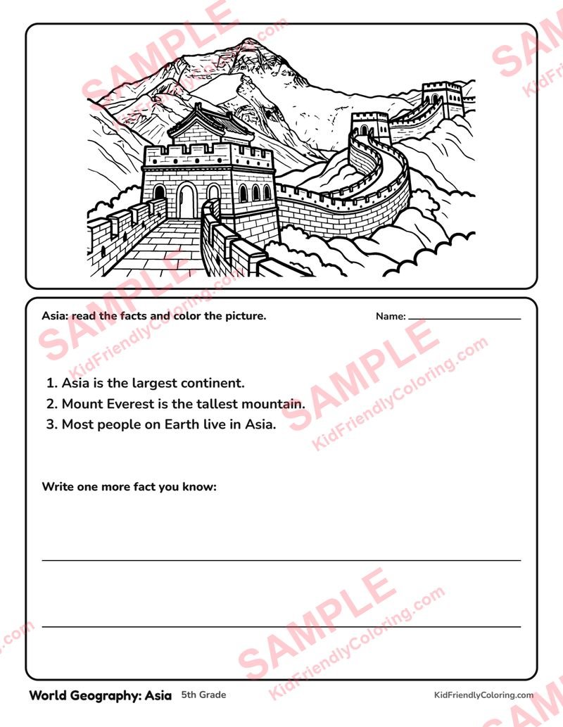 World Geography: Asia coloring page preview