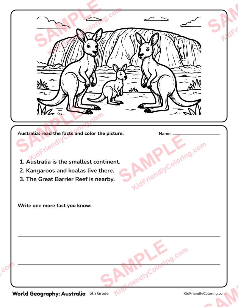 World Geography: Australia coloring page preview