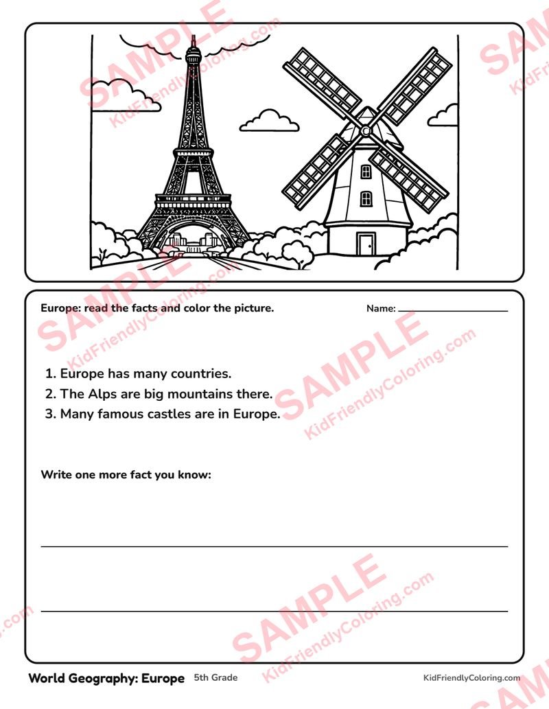 World Geography: Europe coloring page preview