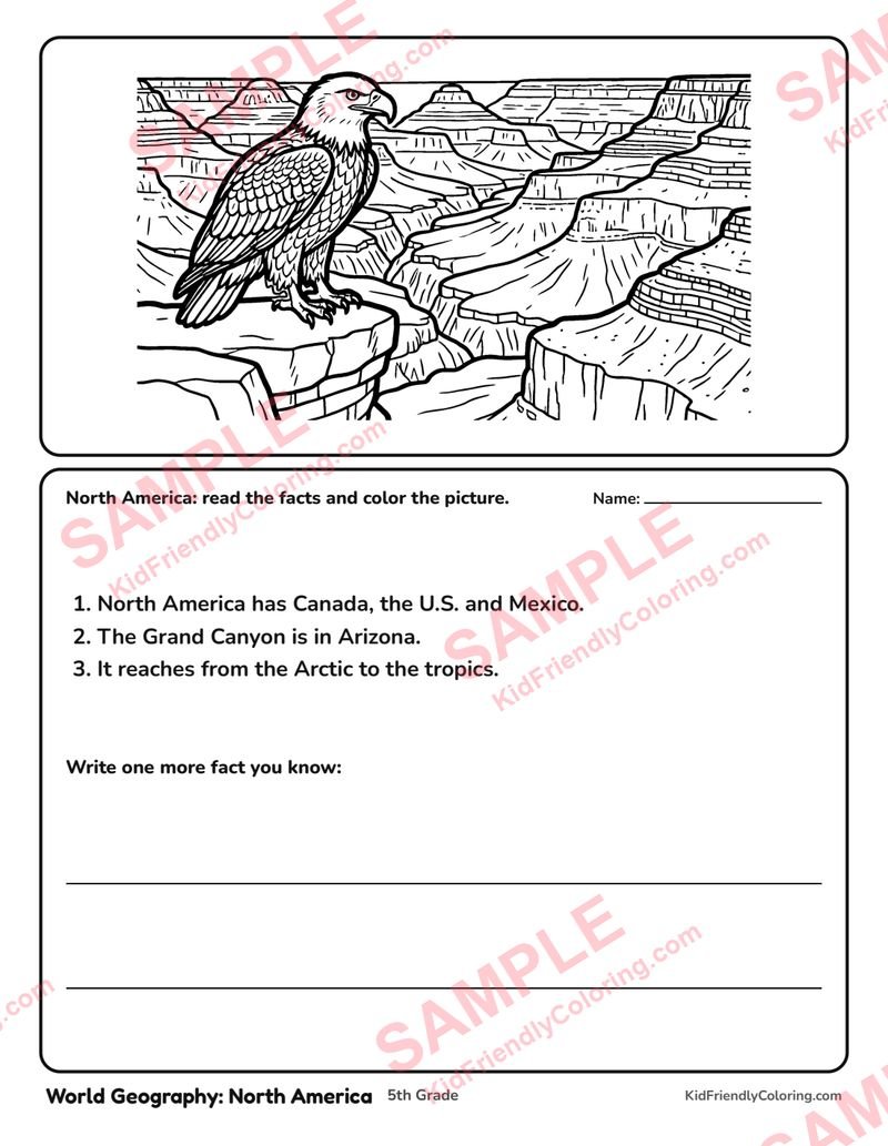 World Geography: North America coloring page preview