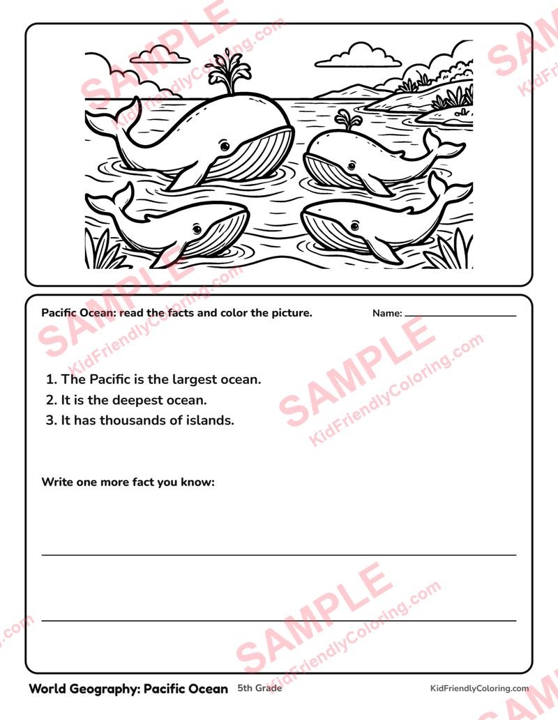 World Geography: Pacific Ocean coloring page preview