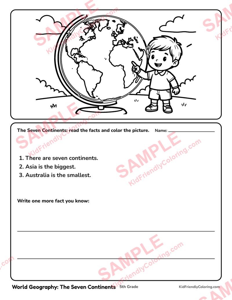 World Geography: The Seven Continents coloring page preview