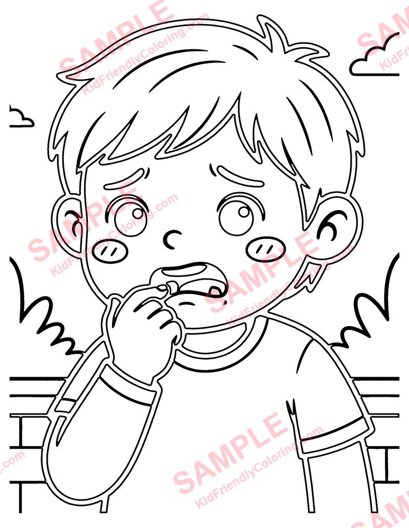Worried Face coloring page preview