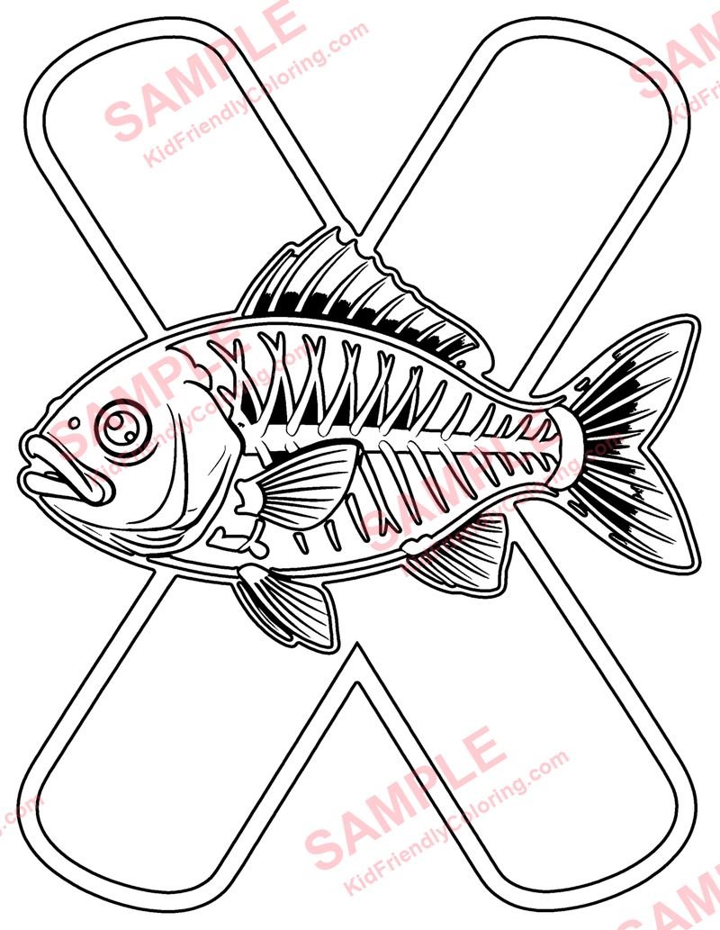 X Is for X-Ray Fish coloring page preview