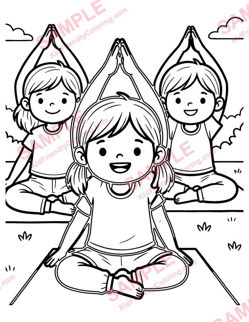 Yoga Kids coloring page preview