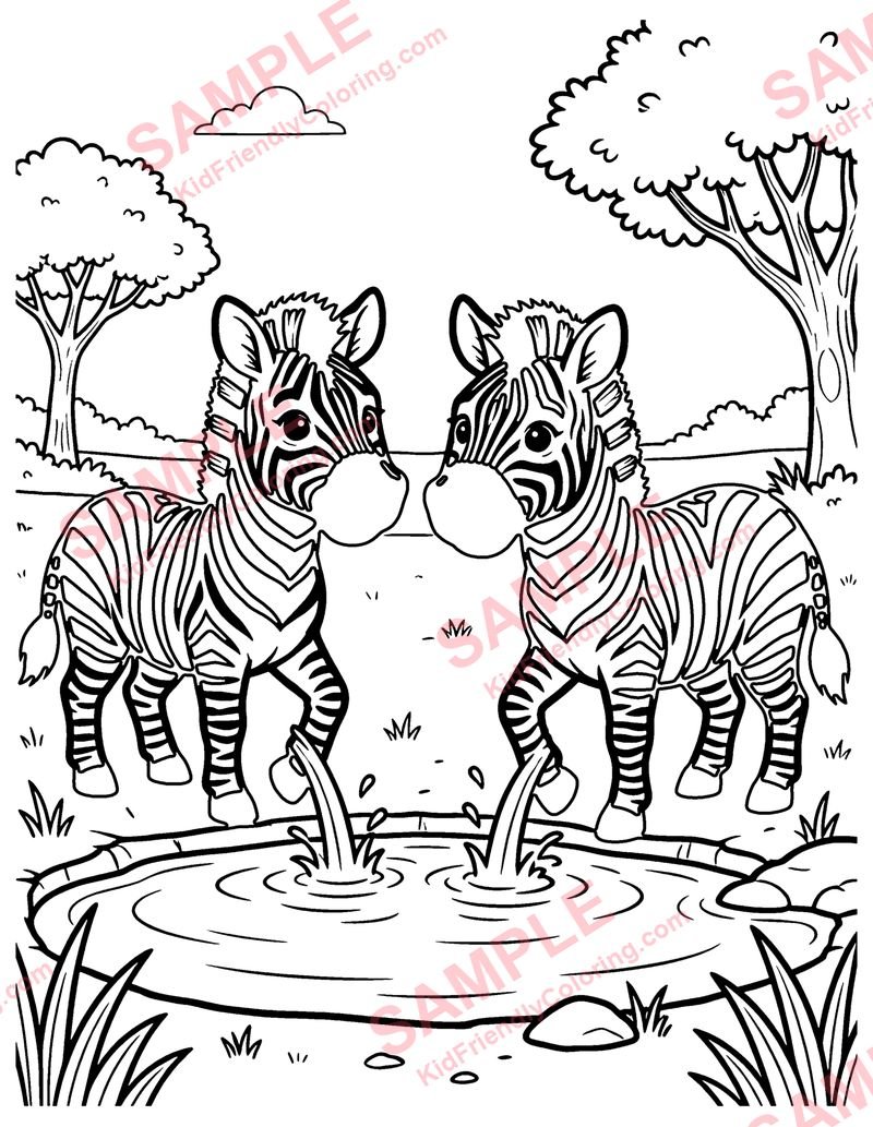 Zebra coloring page preview