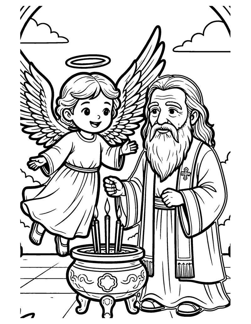 Zechariah and the Angel coloring page preview