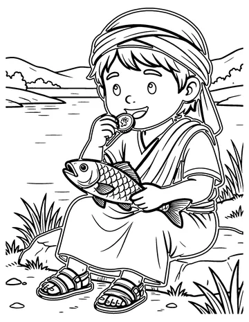 A Coin in the Fish coloring page