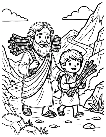 Abraham and Isaac Climb the Mountain coloring page