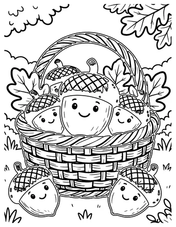 Acorn Basket coloring page