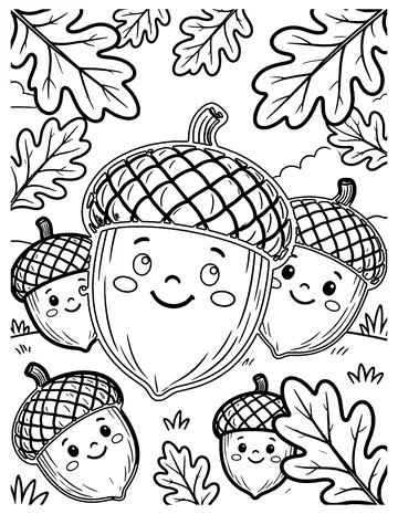 Acorns and Oak Leaves coloring page