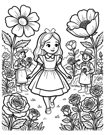 Alice at the Garden Party coloring page