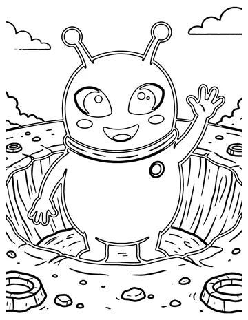 Alien Friends coloring page