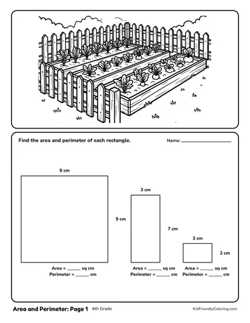 Area and Perimeter: Page 1 coloring page