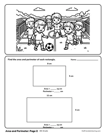 Area and Perimeter: Page 2 coloring page