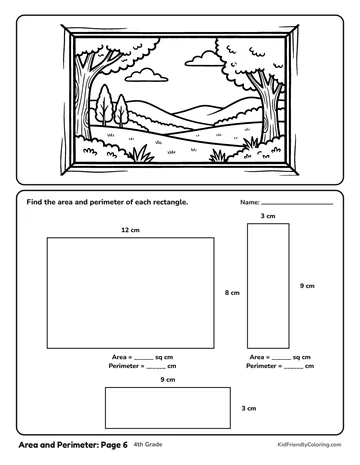 Area and Perimeter: Page 6 coloring page
