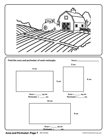 Area and Perimeter: Page 7 coloring page