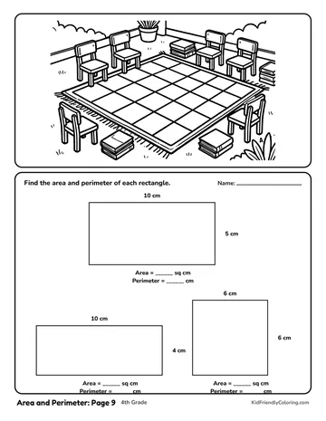 Area and Perimeter: Page 9 coloring page