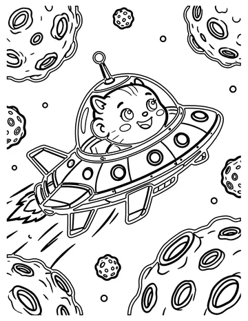 Asteroid Chase coloring page