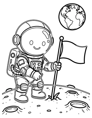 Astronaut on the Moon coloring page