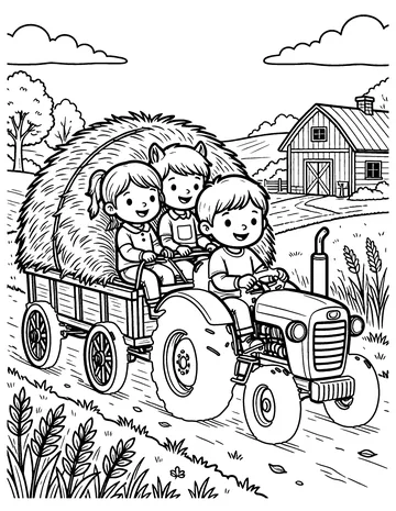 Autumn Hayride coloring page