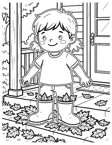 Autumn Rain Boots coloring page