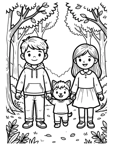 Autumn Walk coloring page