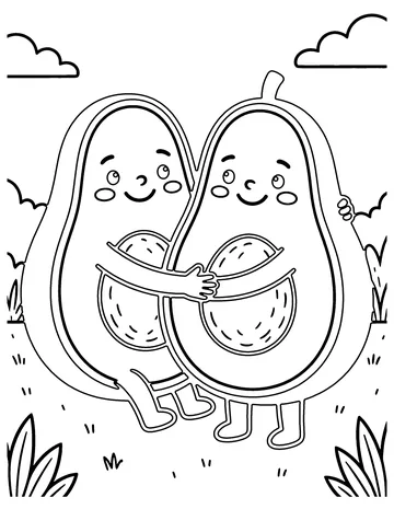 Avocado Buddies coloring page