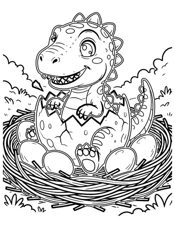 Baby Dino Hatching coloring page