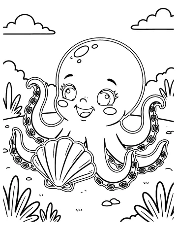 Baby Octopus coloring page