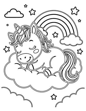 Baby Unicorn Dreams coloring page