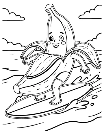 Banana Surfer coloring page