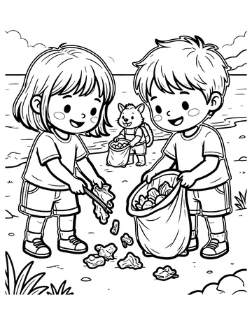 Beach Cleanup coloring page