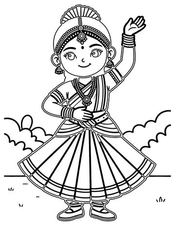 Bharatanatyam coloring page