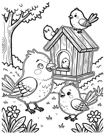 Birdhouse coloring page