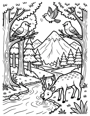 Birds in the Trees coloring page