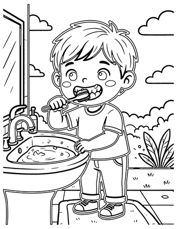 Brushing Teeth coloring page